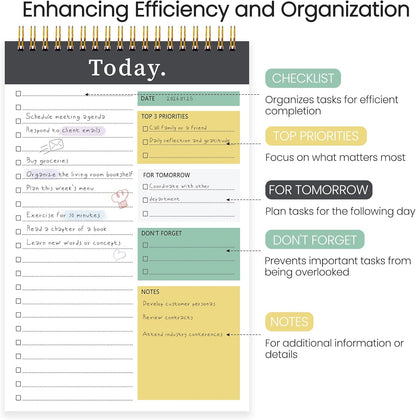 To Do List Notepad - To Do List Notebook for Work with 52 Sheets, Undated Daily Planner Perfect for Enhanced Productivity and Goal Achievement - Green
