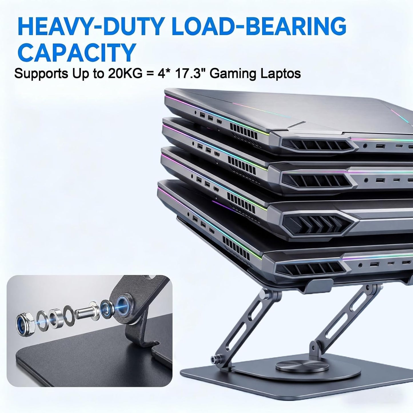 Leeboom Laptop Stand for Desk, Ergonomic Adjustable Aluminum Foldable Portable Computer Stand, Lecterns & Podiums, Fits 10-15.6" MacBook Air Pro HP Lenovo Dell Laptops & Tablets(Silver)