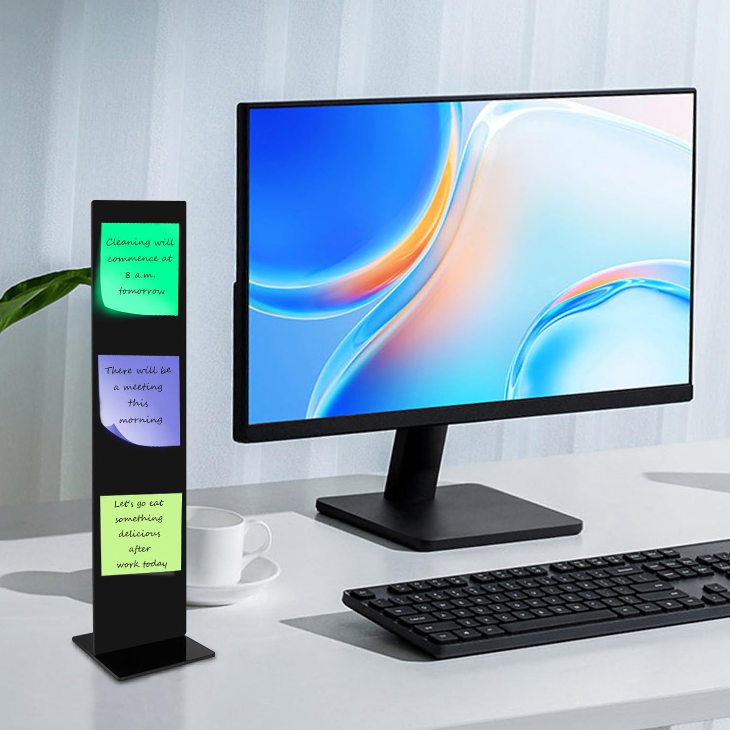 Detachable Acrylic Monitor Memo Board & Memo Message Board Holder by Computer Screen Sticky Note Stand Message Panel Reminder for Office Desk Accessories.2PCS Clear