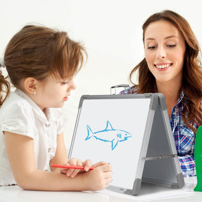 Small Dry Erase White Board – TANKEE Magnetic Desktop Foldable Whiteboard Portable Mini Easel Double Sided on Table Top with Holder for Drawing, Teacher Instruction, Memo Board