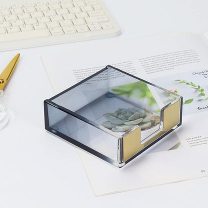MultiBey Gold Sticky Notes Holder Clear Acrylic Memo Pad Dispenser Post it Note Holder Desk Supplies Organizer Accessories for Office Home Schools (Gold)