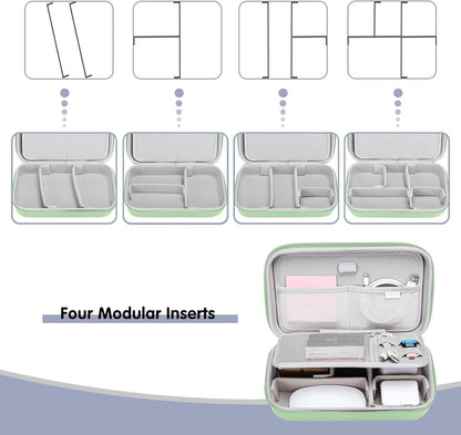 MOSISO Electronic Organizer Travel Case Compatible with MacBook Power Adapter, Compatible with Magic Mouse & Pencil, SD Card, USB Flash Disk with 4 Modular Insert & 2 Cable Tie & Snap Hook, Black