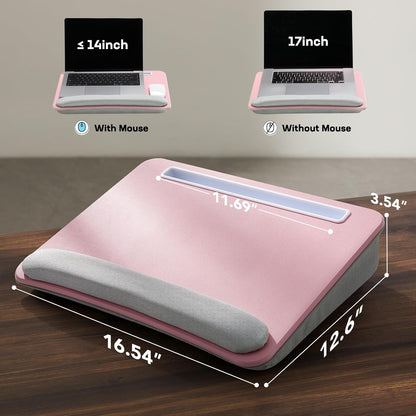 HUANUO Laptop Lap Desk - Portable Lap Desk with Pillow Cushion, Fits up to 15.6 inch Laptop, with Anti-Slip Strip & Storage Function for Home Office Students Use as Computer Laptop Stand, Book Tablet