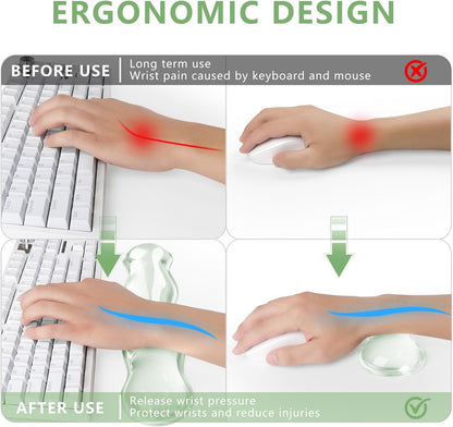 Gel Cloud Keyboard and Mouse Wrist Rest, Cute Wrist Support and Arm Support Keyboard Rest for Keyboard and Mouse Typing Pain Relief，Suitable for Office/Computer/Laptop/Gaming（White）