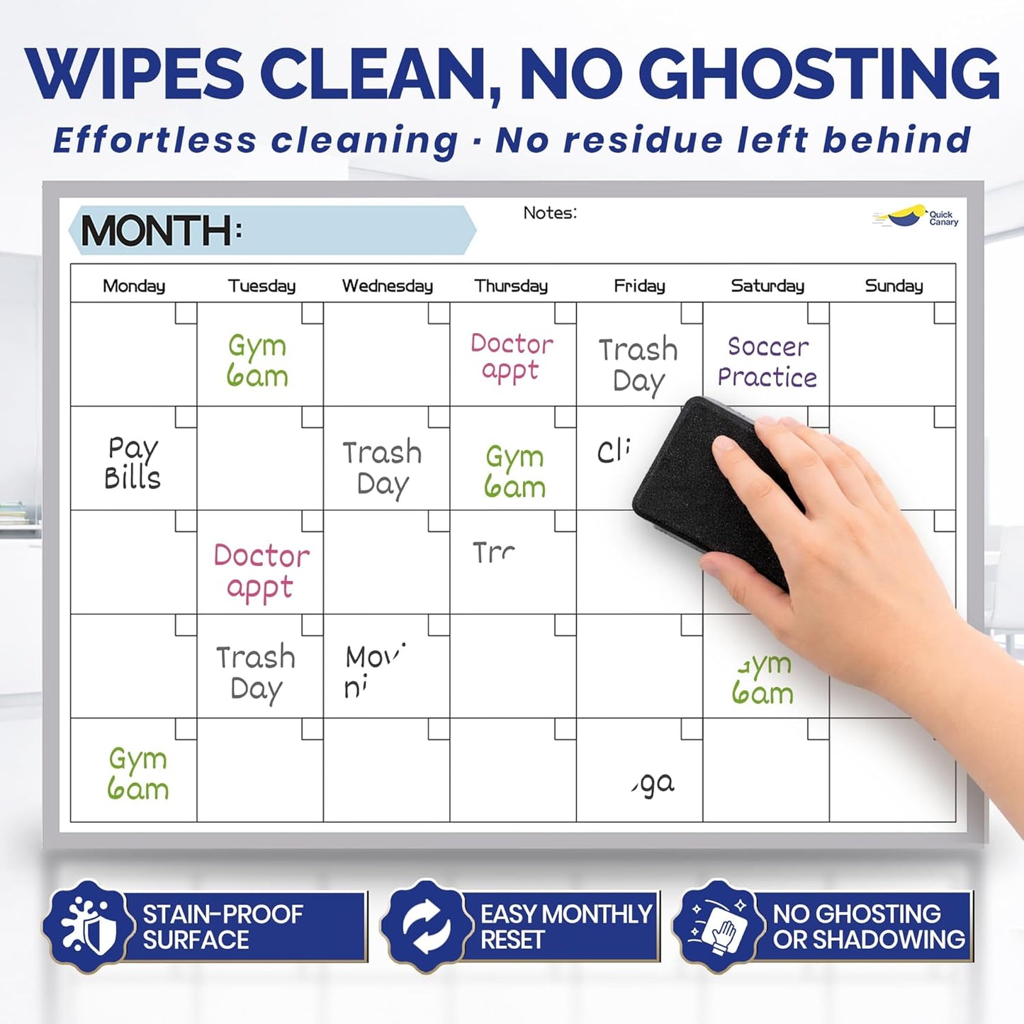 Magnetic Weekly Planner for Fridge - 17x12” Stain-Resistant Dry Erase Whiteboard Fridge Calendar with Large Writing Space for Schedules, Chores & Meals - Includes 4 Markers & Eraser