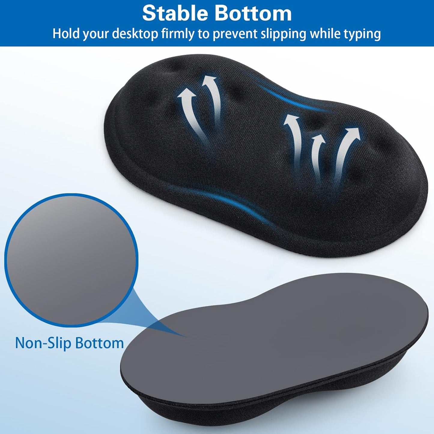 Mouse Wrist Rest, Canjoy 2 Pack Memory Foam Soft Fabric Mouse Wrist Rest Pad Support Cushion with Anti-Skid Rubber Base,Ergonomic Pain Relief Mouse Hand Rest (Black)