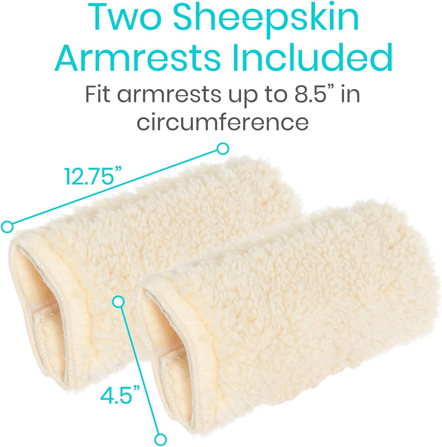 Vive Wheelchair Armrest Pads (2 PCS) - Memory Foam Sheepskin Cushion Accessories for Transport Electric Wheel Chair Arm Rests - for Adults, Seniors, Handicapped - Soft Support for Office Chair