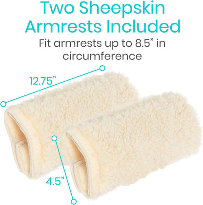 Vive Wheelchair Armrest Pads (2 PCS) - Memory Foam Sheepskin Cushion Accessories for Transport Electric Wheel Chair Arm Rests - for Adults, Seniors, Handicapped - Soft Support for Office Chair