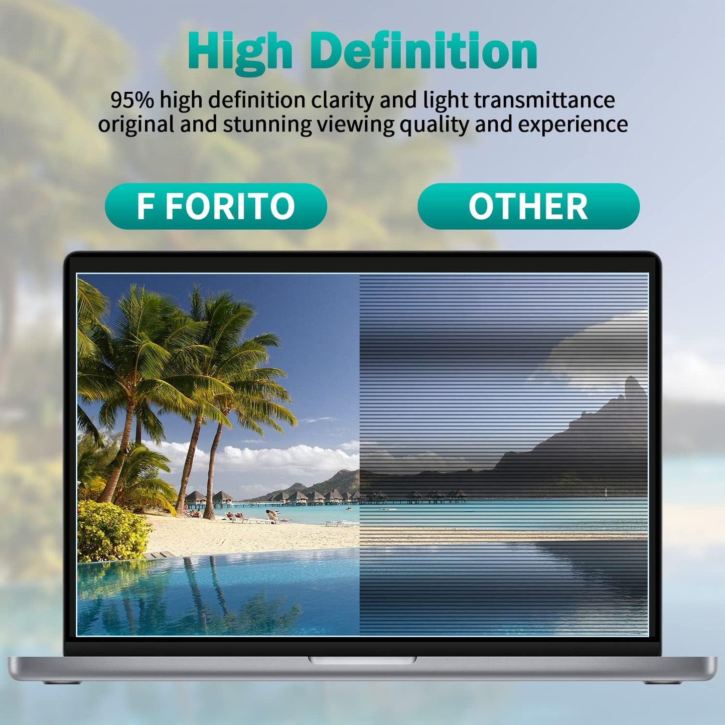 F FORITO 2-Pack 15.6 Inch Anti Blue Light Laptop Screen Protector, Eye Protection Anti Glare Matte Computer Screen Cover for 15.6" Laptop with 16:9 Aspect Ratio, Reduce Eye Strain and Touch Sensitive
