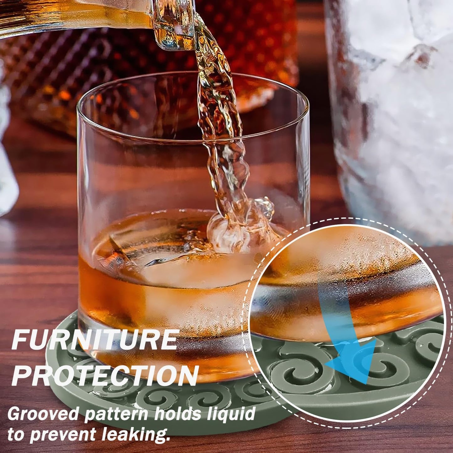 Silicone Coasters for Drinks,Resistant Reusable Drink Coasters-Great Gift for Birthday, Housewarming,Room Decor,Holiday Party (*2-Gray)