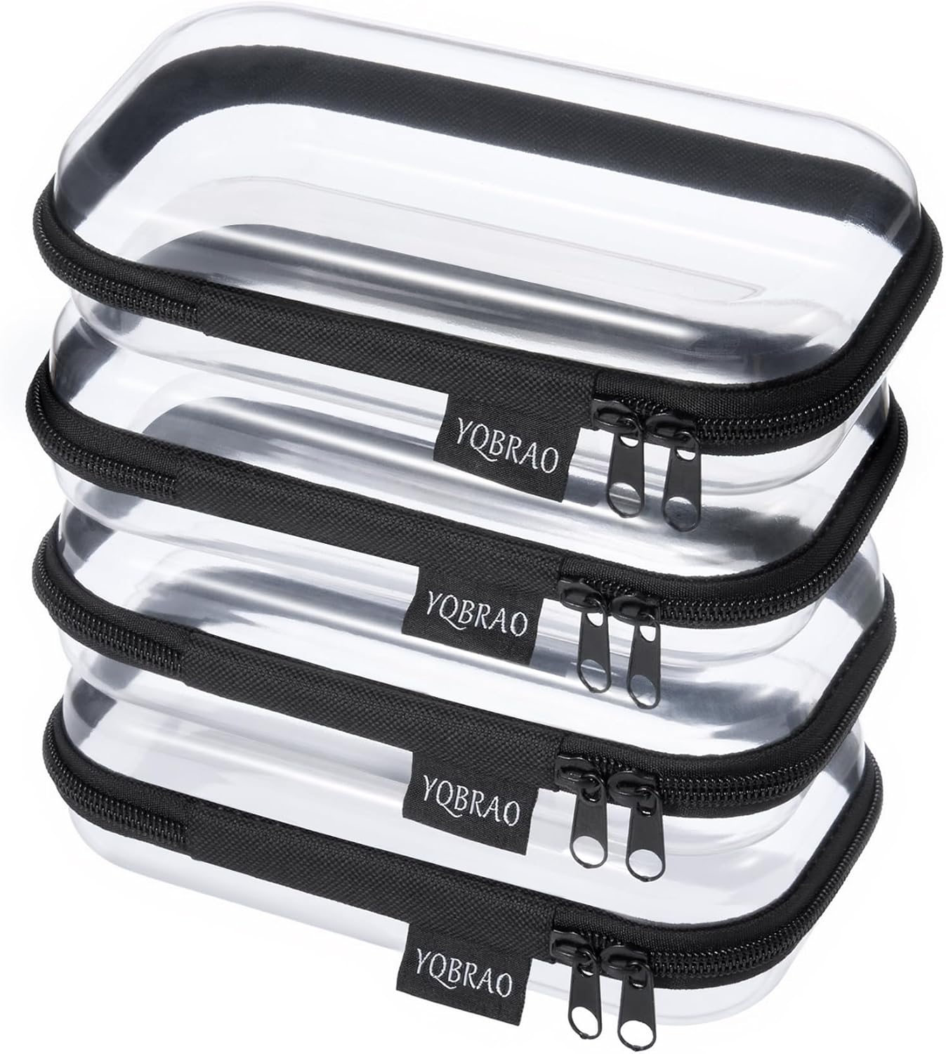 YQBRAO 6 Pack Clear Hard Shell Zipper Case, 1.2mm Heavy Duty Crush-Proof Diaper Bag Organizer Pouches, TSA Approved Travel Makeup Bag for Toiletries & Electronics, (2L, 2M, 2S) Multi-Size Storage Set