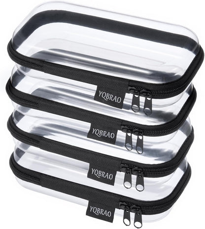 YQBRAO 6 Pack Clear Hard Shell Zipper Case, 1.2mm Heavy Duty Crush-Proof Diaper Bag Organizer Pouches, TSA Approved Travel Makeup Bag for Toiletries & Electronics, (2L, 2M, 2S) Multi-Size Storage Set