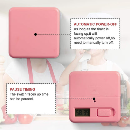 Weewooday Cube Timer, Gravity Sensor Flip Timer for ADHD Productivity, Classroom Kitchen Study Workout Cooking Desk Timers for Time Management, 15 20 30 60 Minutes Countdown Tool(Pink)