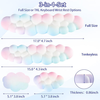 Sushret Cloud Wrist Rest Keyboard, Cloud Keyboard Wrist Pad Set with PU Leather Memory Foam, Cute Arm Rest for Palm Support, PC/Gaming Desk Accessories/Office Setup/Computer Hand Cushion - White