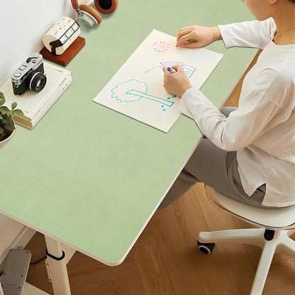 Bloss Leather Desk Pad and Keyboard Wrist Rest, Large Mouse Pad + Keyboard Pad+Mouse Wrist Support, Non-Slip Desk Mat Protector for Office, Home(31.5×15.7 Inches,Beige) - Colors A