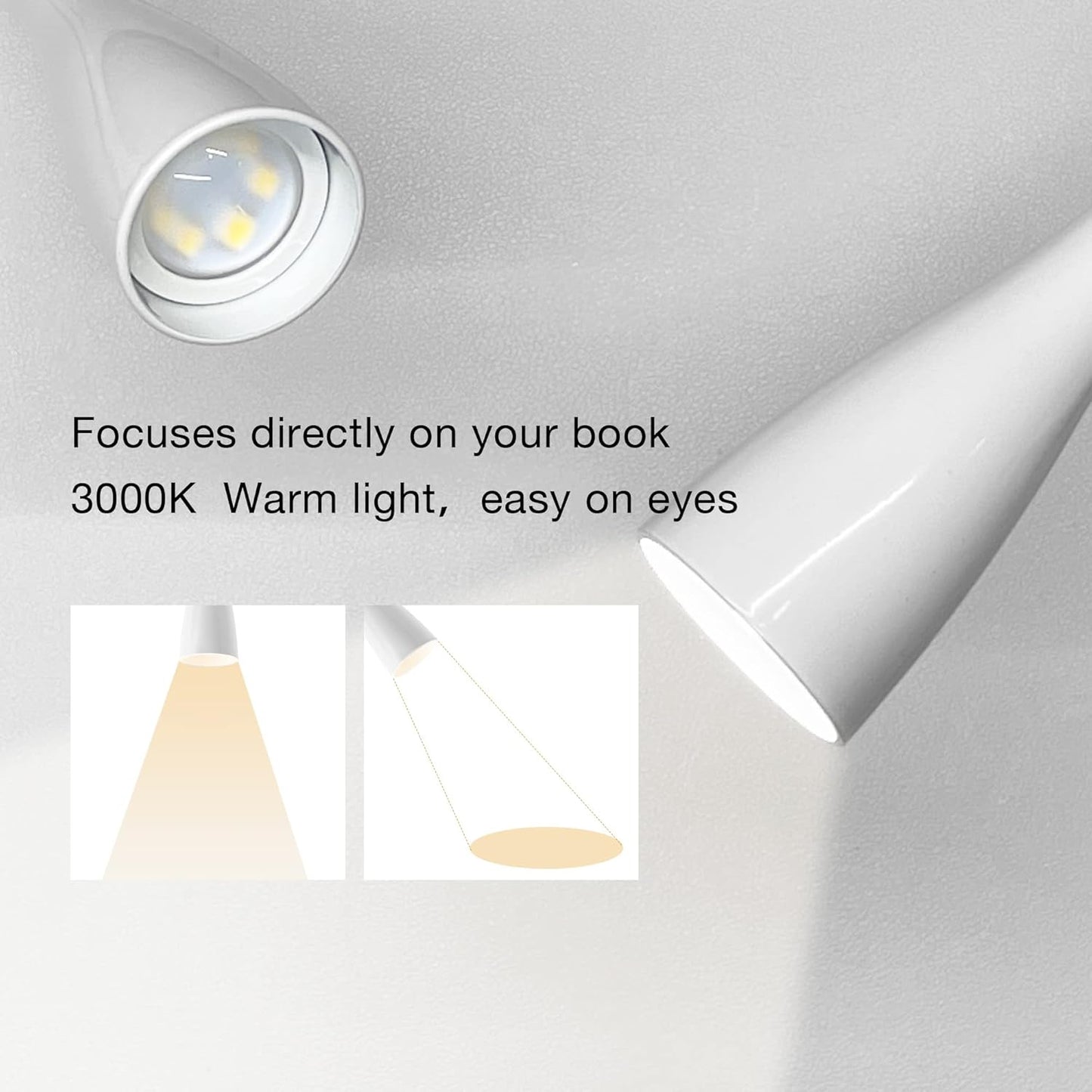 Book Light for Reading in Bed, Eye-Caring LED Reading Light, 360° Flexible Clip on headboard lamp, 5W 3000k Desk Lamp with Clamp for Bedroom, Office, Painting, Workbench and Sewing, Black