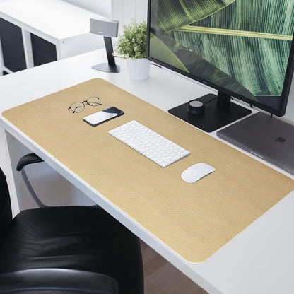 HofferRuffer Desk Pad, Office Desk Protector Mat, Waterproof Desk Mat for Desktop, Dual Side Use Faux Leather Desk Pad for Keyboard and Mouse for Office and Home (Gold+Cork, 31.5" x 15.8")
