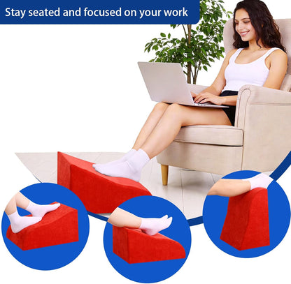 Foot Rest for Under Desk at Work, Ergonomic Under Desk Footrest with Washable Cover for Office, Home & Gaming Leg Elevation Pillow Blue