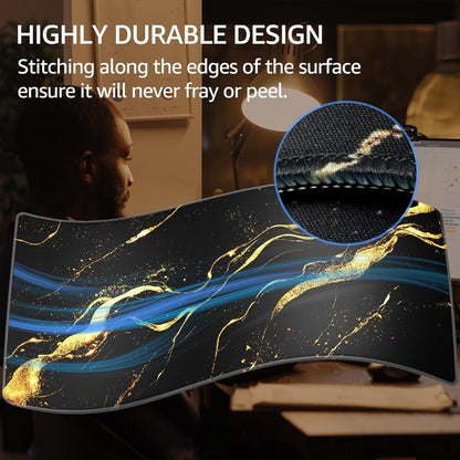 KTRIO Large Gaming Mouse Pad Desk Mat, Superior Micro-Weave Cloth for Precise Mouse Control, Non-Slip Rubber Base, Stitched Edges, Water-Resistant, for Gamer, Office & Home, 31.5" x 11.8" inches