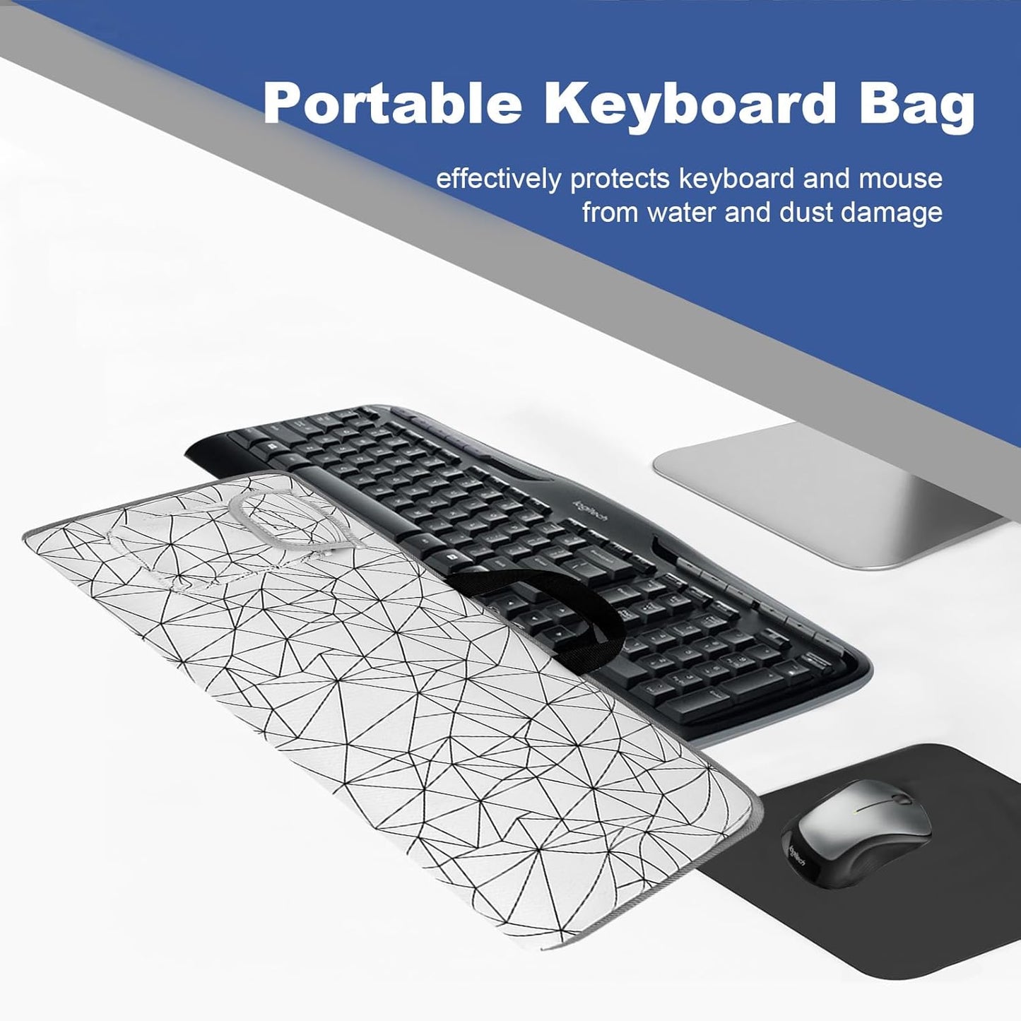 Travel Case for Logitech MK335 Wireless Computer Keyboards Mouse Combo, Neoprene Mouse Pouch and Cable Storage Bag, Keyboard Sleeve for Aula S99 Gaming Keyboard (Black)