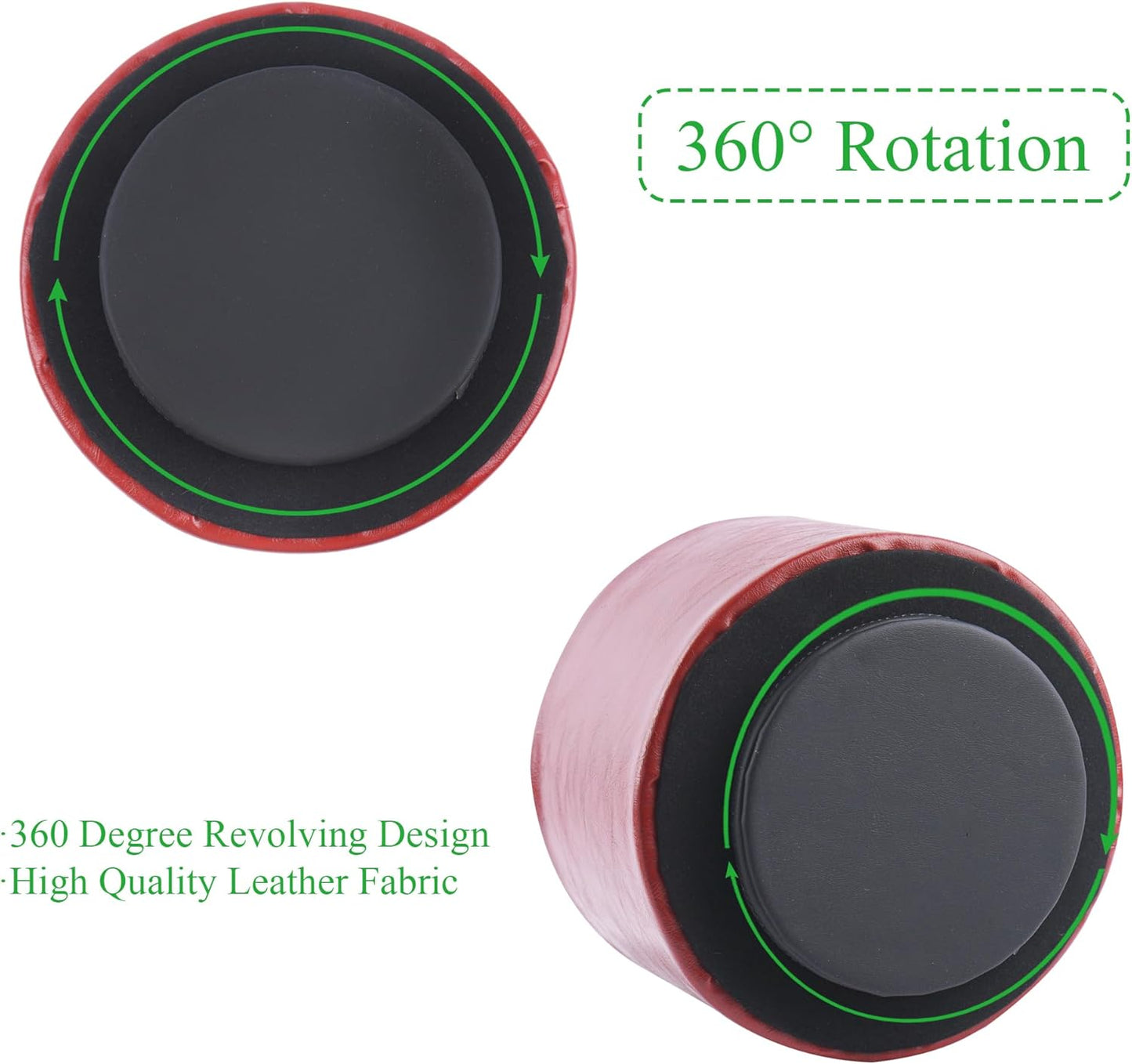 Round Leather Art Supply Organizer,Remote Control Holder,360 Degree Rotating,Multi-Functional Pencil Holder,4 Compartments Desktop Stationary Organizer(1-Fractal Flower) | Round - Colors C