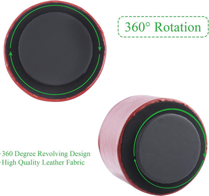 Round Leather Art Supply Organizer,Remote Control Holder,360 Degree Rotating,Multi-Functional Pencil Holder,4 Compartments Desktop Stationary Organizer(1-Fractal Flower) | Round - Colors C