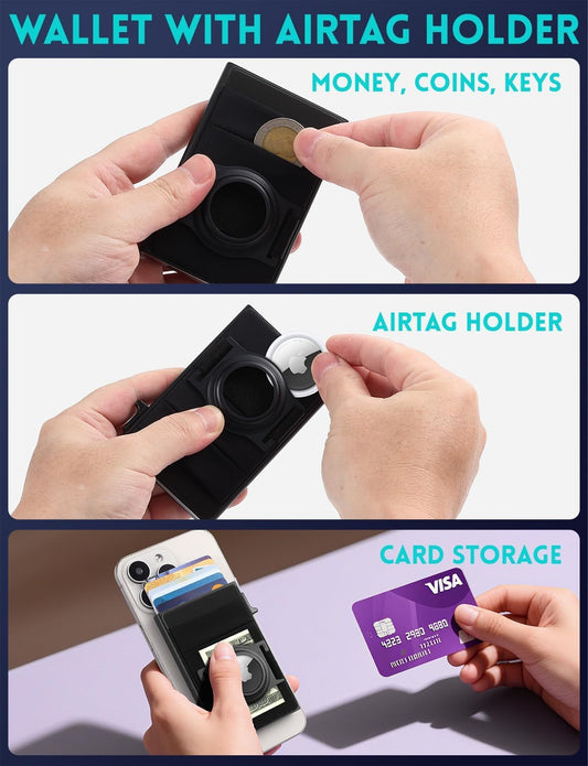 Wallet for men, Wallet with AirTag Holder, Magnetic wallet for iPhone 17/16/15/14/13/12 Pro Max series| Ridge wallets for men, Minimalist Credit Card Holder,Magsafe Pop Up Wallet for men