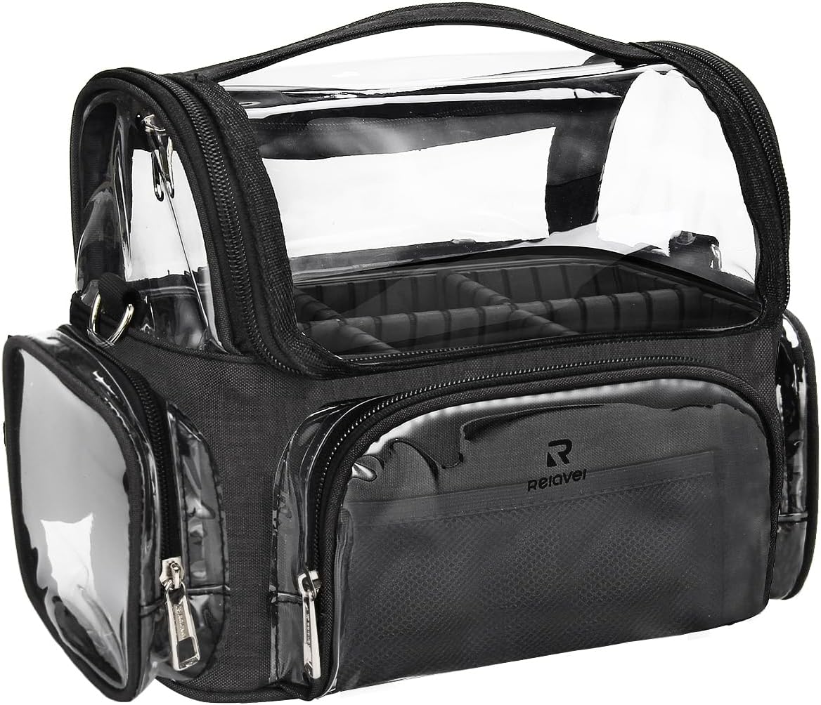Makeup Brush Bag, Makeup Brush Holder Travel Stand-up Makeup Cup Large Makeup Brush Organizer Case Professional Cosmetic Bag Artist Storage Bag with Adjustable Divider (Large, Black)
