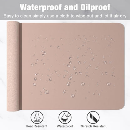 Hsurbtra Desk Pad, 23.6" x 13.8" PU Leather Desk Mat, M Extended Mouse Pad, Waterproof Desktop Blotter Protector, Non-Slip Ultra Thin Small Laptop Keyboard Writing Mat for Office Home, Pink