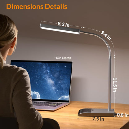 LEPOWER Desk Lamp, 800LM LED for Home Office, 12W Reading for Desk, Eye-Caring Light, Touch Table Gooseneck Lamp, 50 Lighting Modes, Bright for Bedroom, Study (Black)