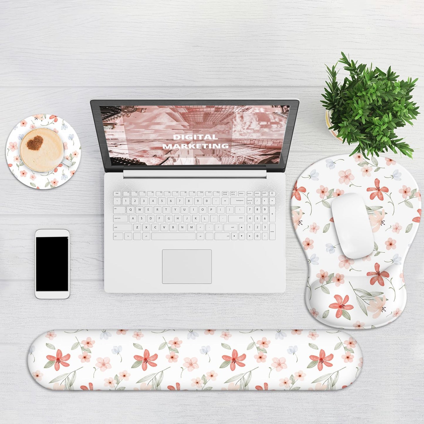 Ergonomic Mouse Pad with Wrist Rest and Keyboard Wrist Rest, Gel Mousepad and Wrist Rest for Computer Keyboard, Pain Relief, Non-Slip PU Base, Mouse Pad with Wrist Support for Gaming, Office, Brown