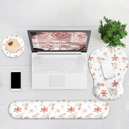 Ergonomic Mouse Pad with Wrist Rest and Keyboard Wrist Rest, Gel Mousepad and Wrist Rest for Computer Keyboard, Pain Relief, Non-Slip PU Base, Mouse Pad with Wrist Support for Gaming, Office, Brown