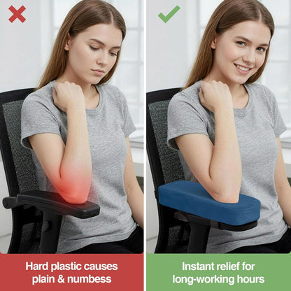 Smiry Ergonomic Office Chair Armrest Pads, Memory Foam Arm Rest Covers, Non-Slip Armrest Cushion with Adjustable Buckles and Straps, Elbow Relief for Desk, Gaming & Wheelchair (Black, Set of 2)