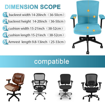 Tallew 4 Pcs Office Chair Covers Set Computer Universal Protective Stretchable Chair Seat Covers Desk Armrest Cover Pads Office Cushion Backrest for Rotating(Regular,Black)