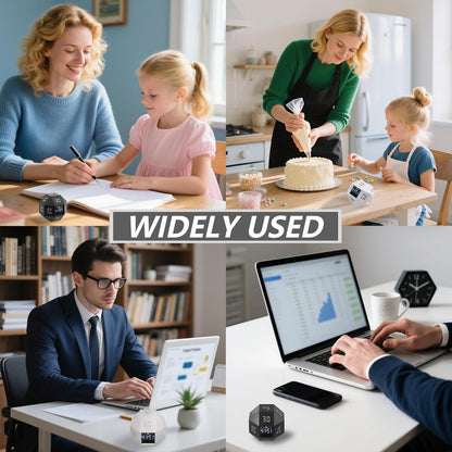 Mini 12 Sided Cube Timer, 11 Preset Times Pomodoro Timer for Enhanced Productivity. Ideal for ADHD Management, Workout, Study & Kitchen Cooking. Easy to Use（White）