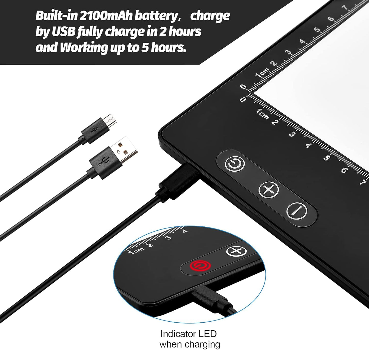 Rechargeable Magnetic A4 LED Light pad, IMAGE Tracing Pad, Ultra-Thin USB Powered with Memory Function Light Box, Great for Diamond Painting, Animation, Tattoo, Sketching and Design (6000K Black)