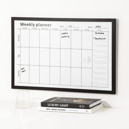 Navaris Weekly Planner White Board - 16" x 24" Magnetic Dry Erase Whiteboard Calendar with 7-Day Week Plan for Wall - Includes Markers and Magnets