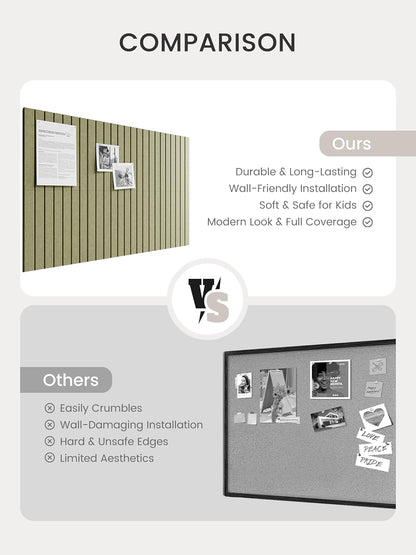 Bumusty Large Cork Board Alternative-48 x 36" Felt Bulletin Board Tiles, with 30 Pushpins, 70 Adhesive Tabs, Fine-Stripe 12-Pack, Cork Boards for Office Push Pin Board Felt Board-Oatmeal