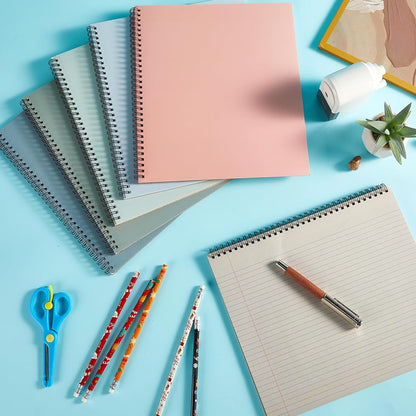 gisgfim 6 Packs 9.5" x 11" Landscape Note Pads College Ruled Notebooks Perforated Notepads 40 Sheets Punched Top Spiral Bound Notebooks 80GSM Lined Notepads for School,Office,Home (Neutral Color)