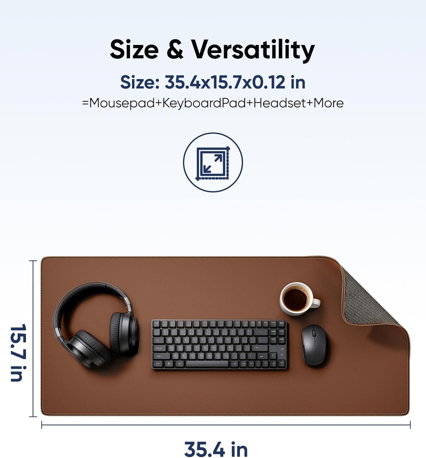 Reniteco Waterproof Large Gaming Mouse Pad with Durable Stitched Edges, Non-Slip Rubber Base, Grainy Jacquard Mouse Mat Desk Pad for Home Office Gaming, 31.5''x11.8''x0.12'', Matte Beige