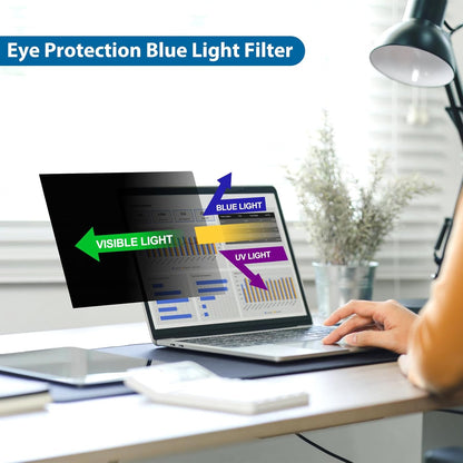 【2 Pack】 15.6 Inch Laptop Privacy Screen Protector, 16:9 Aspect Removable Anti-Glare Blue Light Filter Protector - Scratch Resistant Data Privacy Screen Protecto
