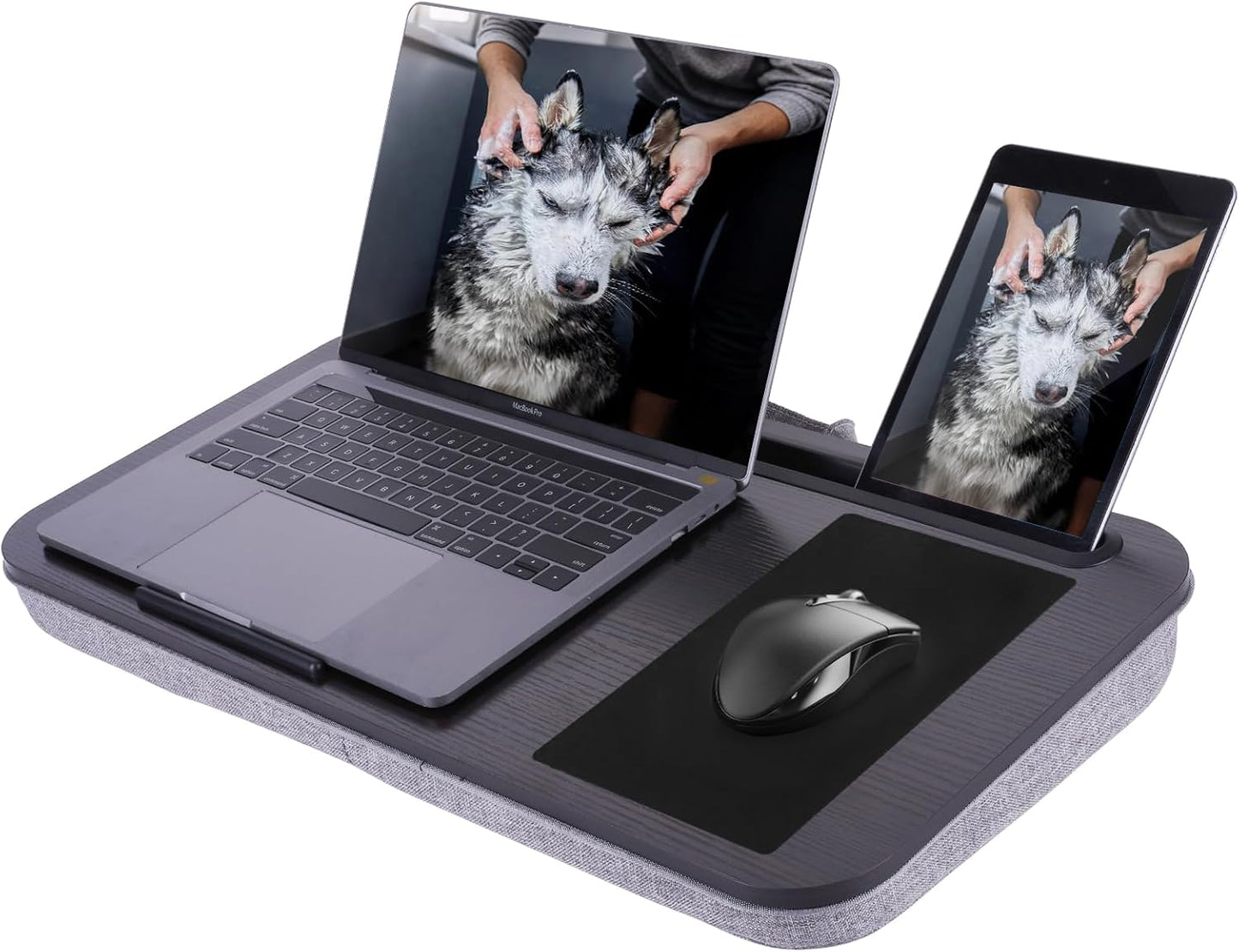 ASIEIT New Laptop Lap Desks for Adults, Fits Up to 17.3" Laptops, Portable Laptop Desk for Bed, Multi-Functional Bed Desk with Mouse Pad, Cushion, Phone Holder & Handle, Lap Stand for Bed, Couch, Car