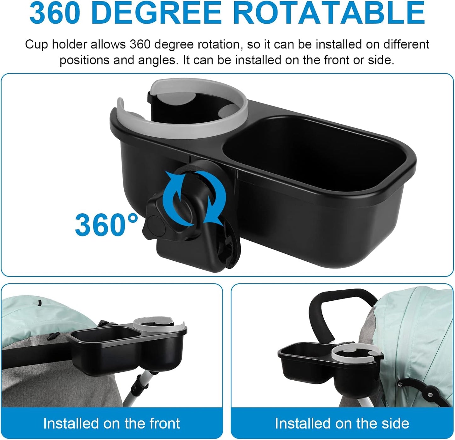 Accmor Stroller Cup Holder, Universal Cup Holder for Uppababy Nuna Doona Strollers, Bottle Drinks Holder for Wheelchair, Walker, Bike, Scooter
