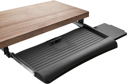 Mount-It! Keyboard Tray Under Desk with Adjustable Mouse Platform – Easy-Glide Sliding Drawer Under Desk Slide Out – Ergonomic Under Key Board Shelf for Office, Gaming, and Workstations