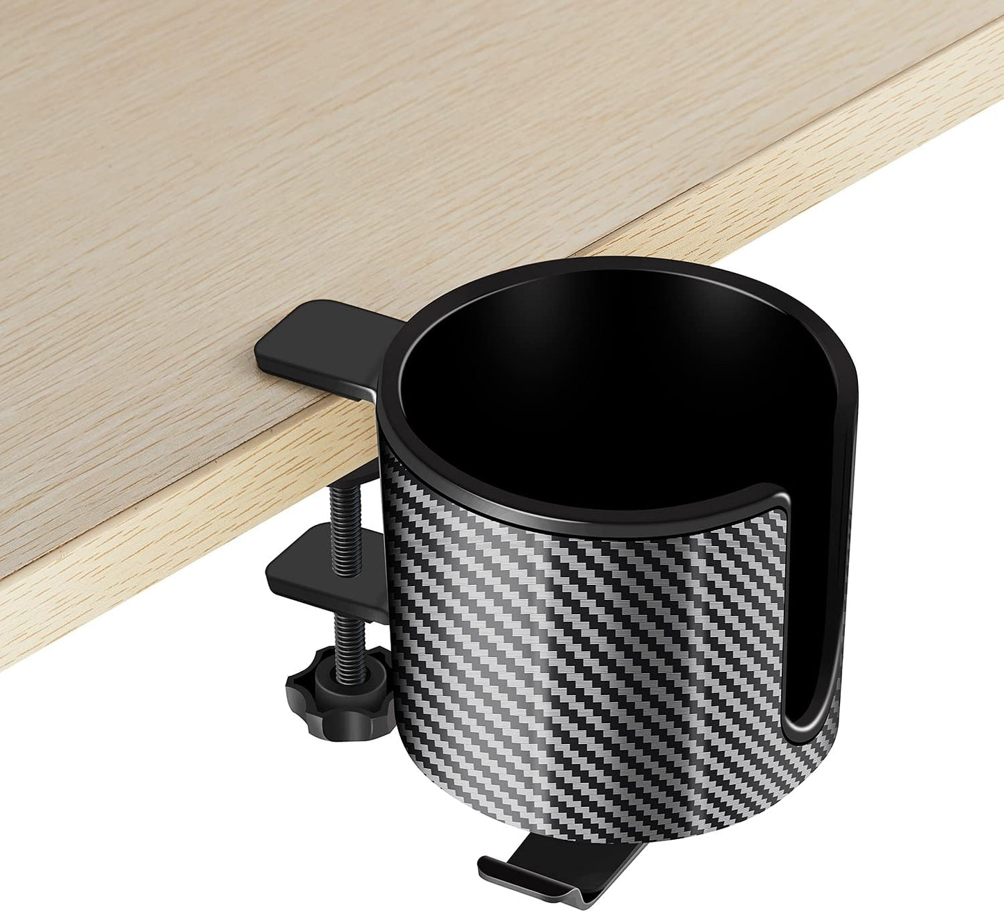 GUNKING Luxury 2-in-1 Anti-Spill Cup Holder with Under Desk Headphone Hanger (White)