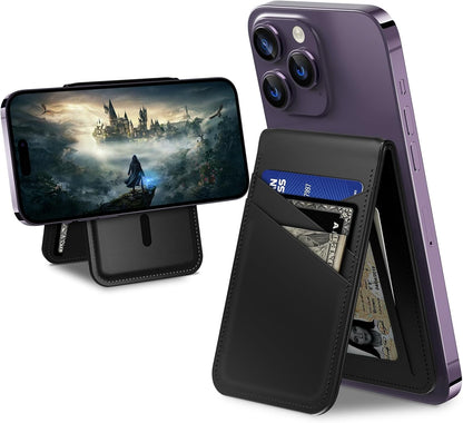 TopMade for Magsafe Wallet, Works with Apple Find My, Strongest Magnetic Wallet for iPhone 17/16/15/14/13/12 Series, Leather Magnetic Card Holder with Tracker, 7 Cards Holder, RFID Blocking, Black