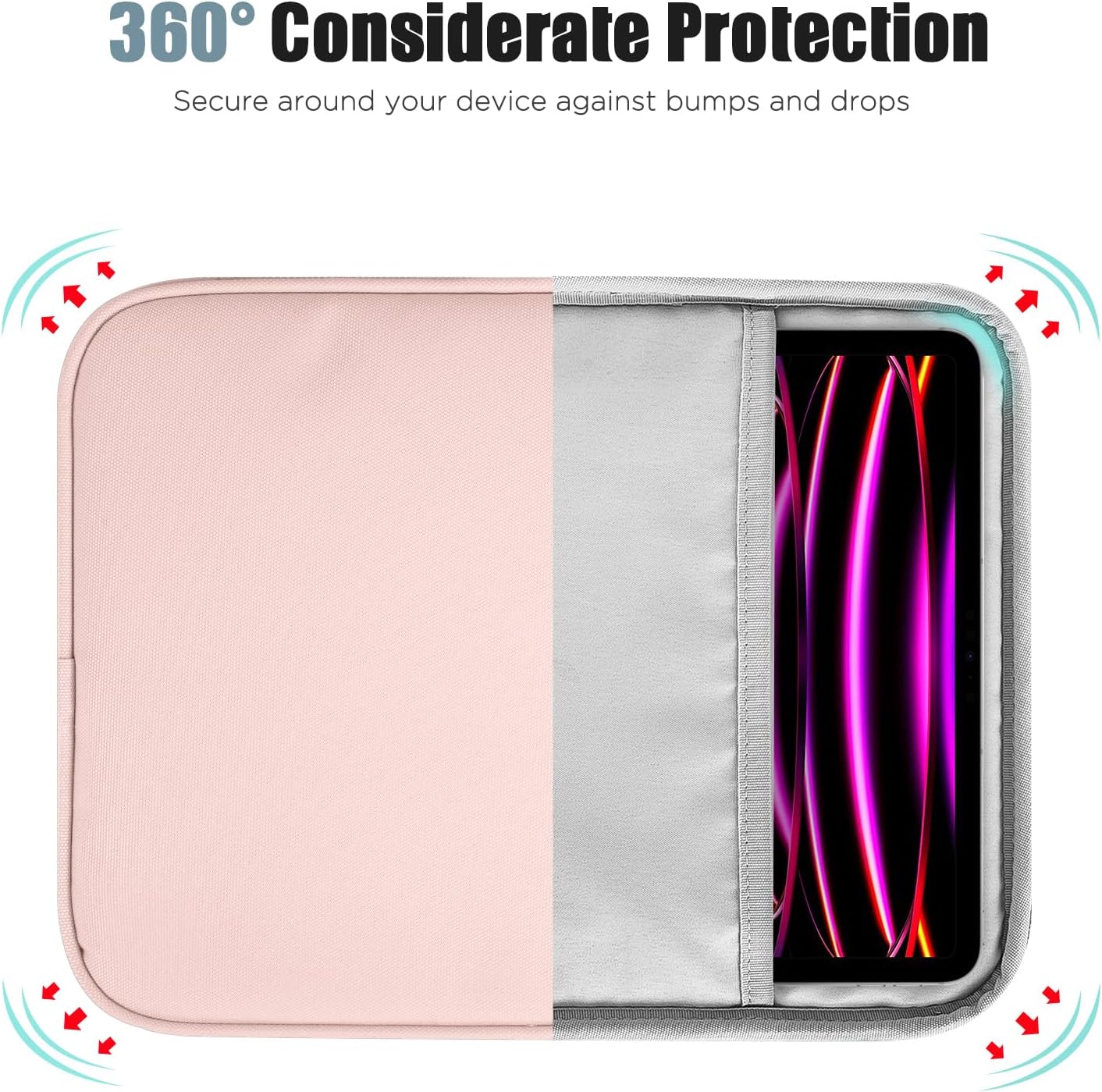 TiMOVO 9-11" Tablet Sleeve Bag for iPad 11-inch A16 2025, iPad 10.9"/10.2"| Air 11 Inch/5th/4th Gen. 10.9", Galaxy Tab A9+/A11Plus 11", Protective Bag with Pocket, Black