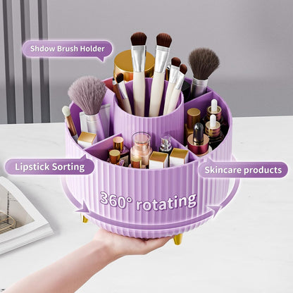 fanado 360° Rotate Makeup Brush Holder Organizer, Makeup Organizers Countertop, Makeup organization and Skincare Storage for Vanity, Desktop, Bathroom (White)