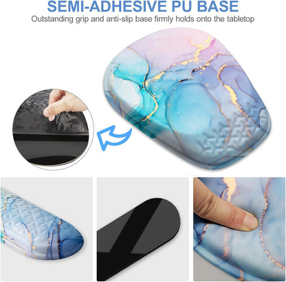 Mouse Pad with Wrist Rest, Comfortable Keyboard Wrist Rest, Memory Foam Wrist Rest for Computer Keyboard, Ergonomic Mouse Pad Set for Easy Typing & Pain Relief for Office Black
