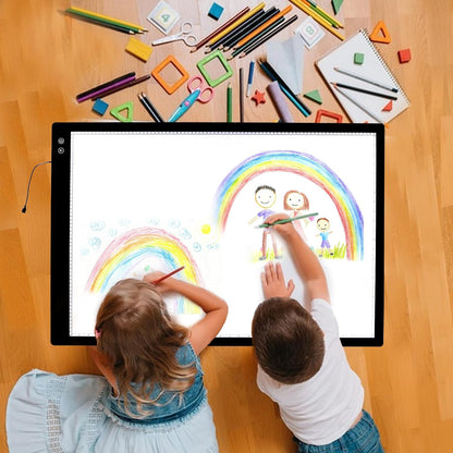 YINGWOND Rechargeable A4 LED Light Pad with Padded Case, Tracing Light Box w/Riser Stands and Paper Clip, 6 Levels of Brightness, Type-c Cable, Wireless Diamond Painting Light Board